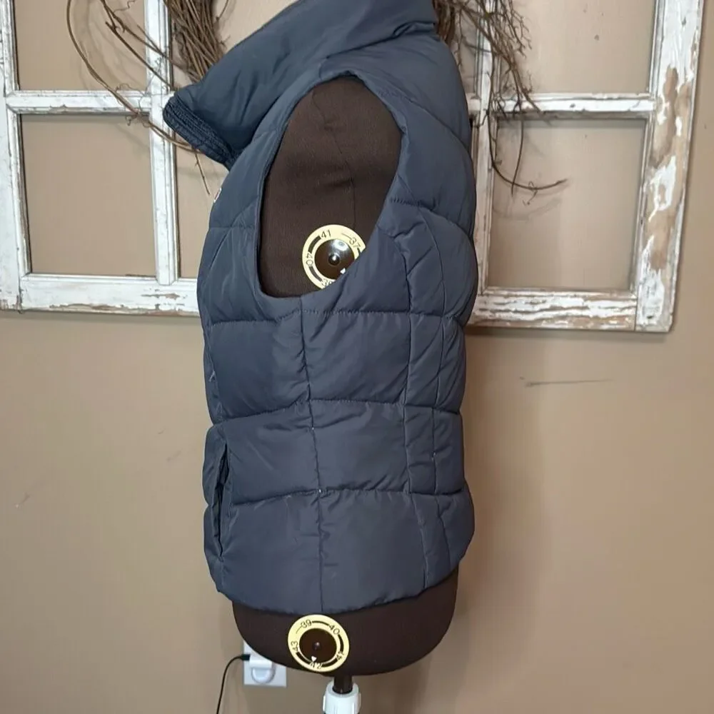 Hollister Co dark gray women’s down filled puffer vest‎ size large y2k winter